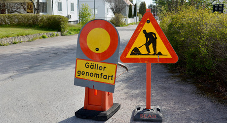 Vägarbete på Valsargatan i Sandviken.